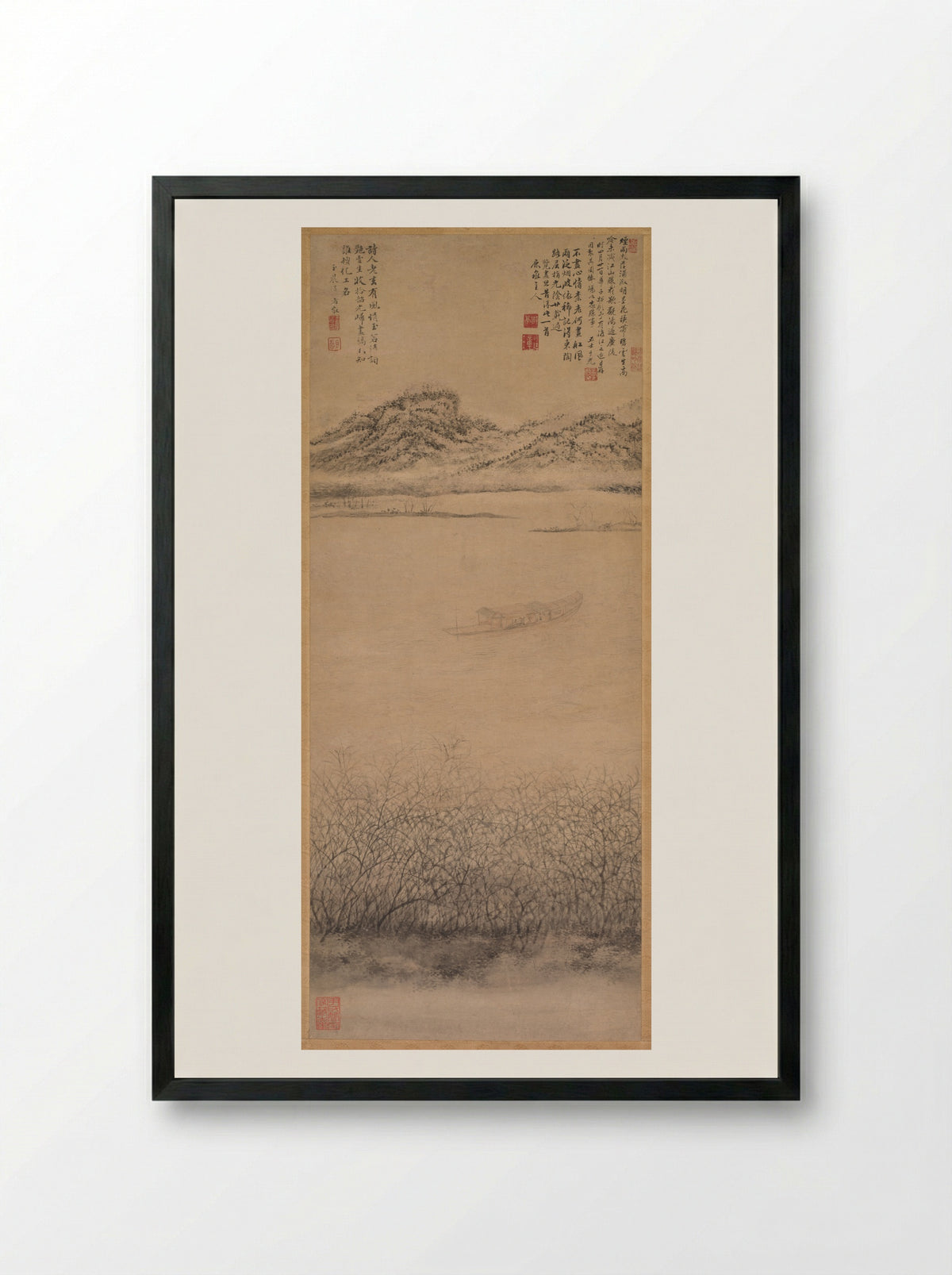 The Crossing of the Yangzi River - Shang Rui - Framed Print Black