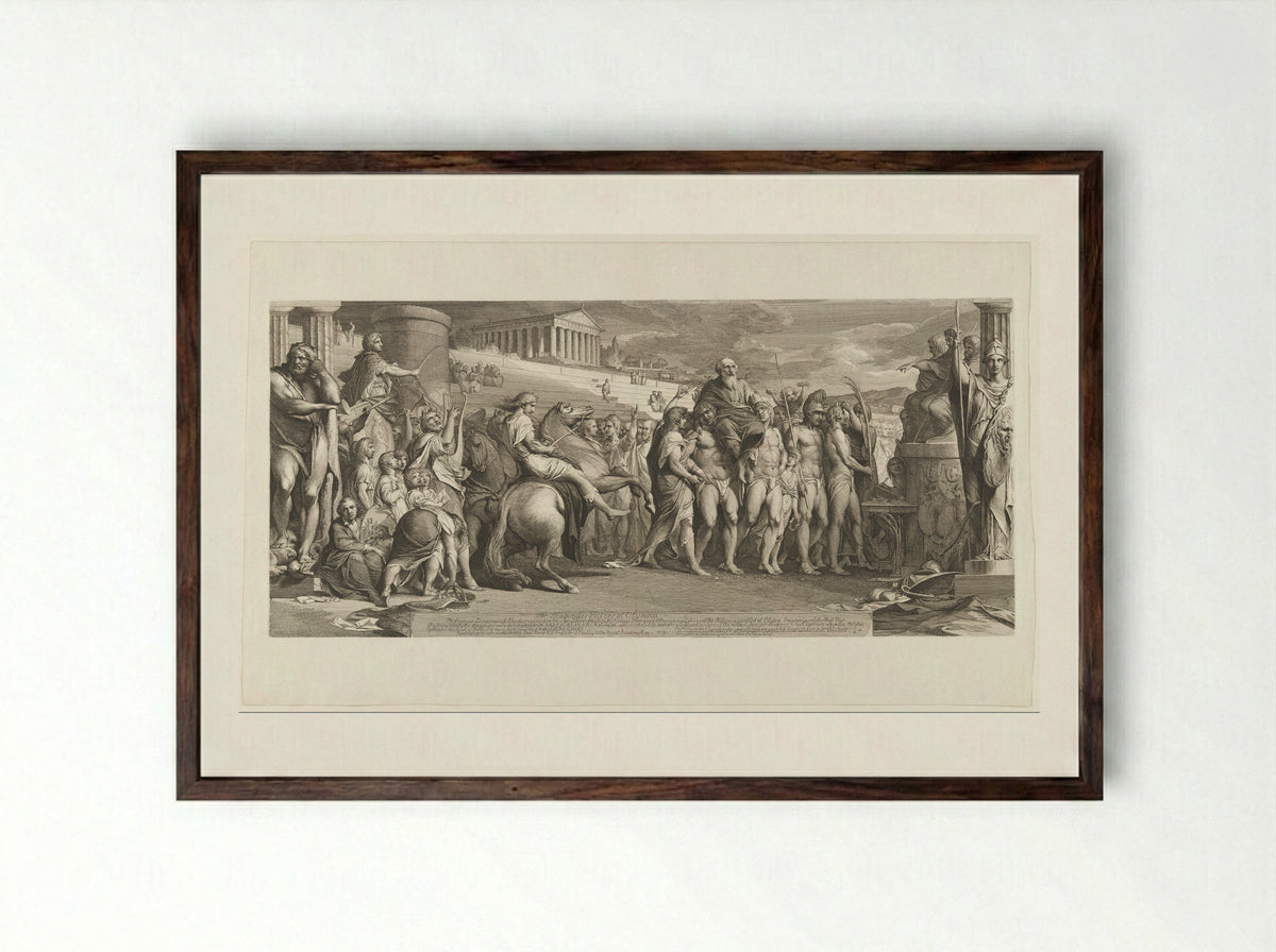 The Crowning of the Victors at Olympia - James Barry - Framed Print Dark Wood