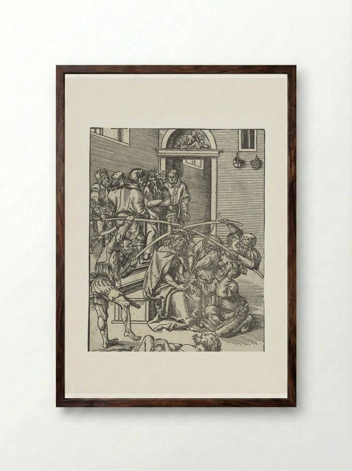 The Crowning with Thorns - Lucas Cranach the Elder - Framed Print Dark Wood
