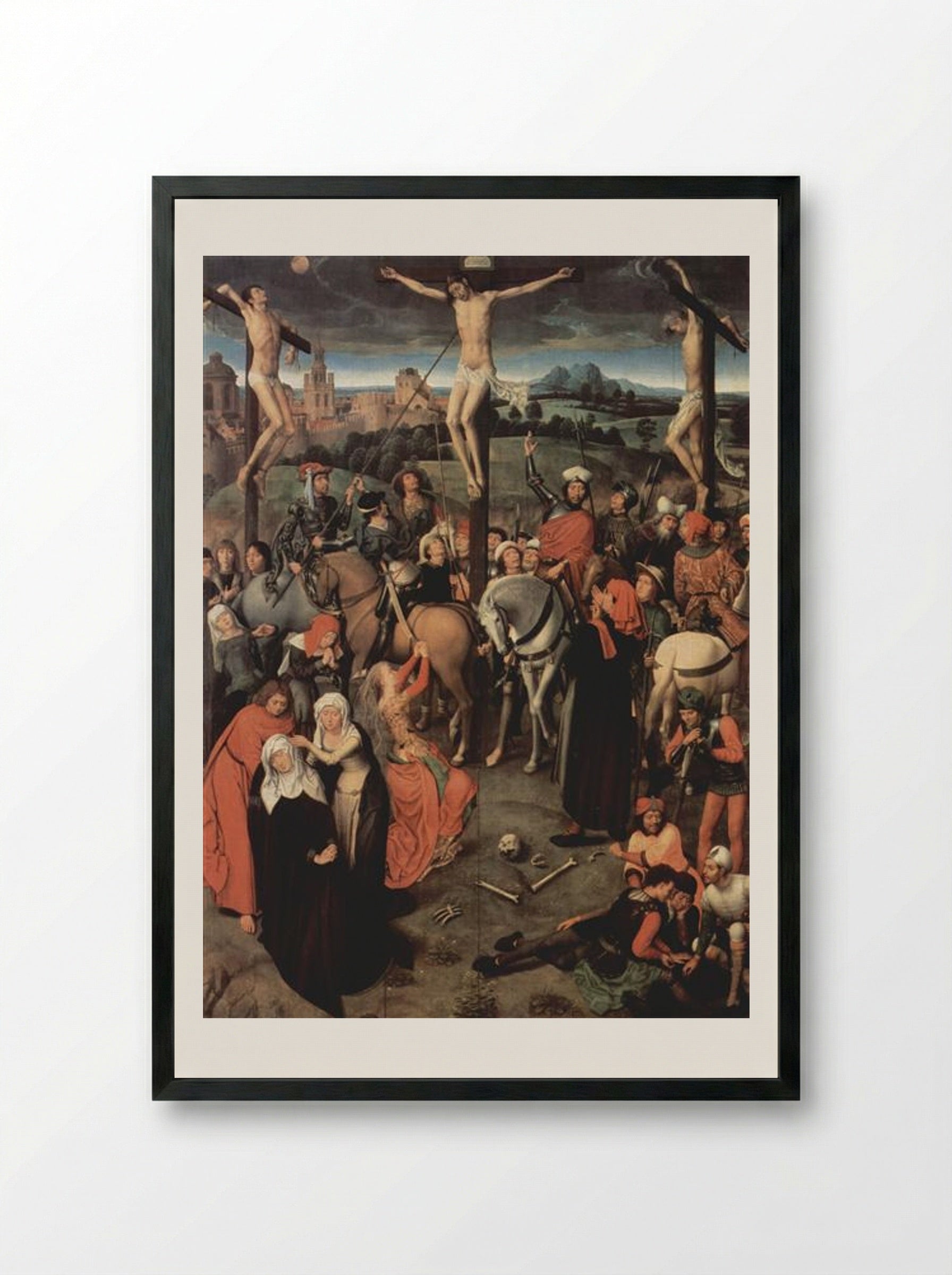 The Crucifixion (Greverade Triptych) - Hans Memling - Framed Print Black