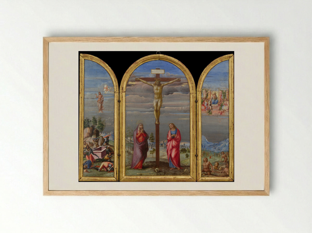 The Crucifixion (Triptych) - Francesco Granacci - Framed Print Wood