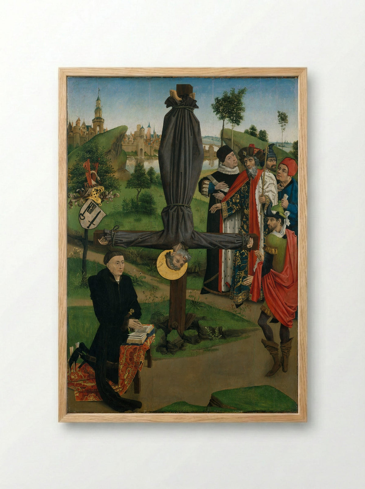The Crucifixion of Saint Peter with a Donor - Northern French Painter - Framed Print Wood