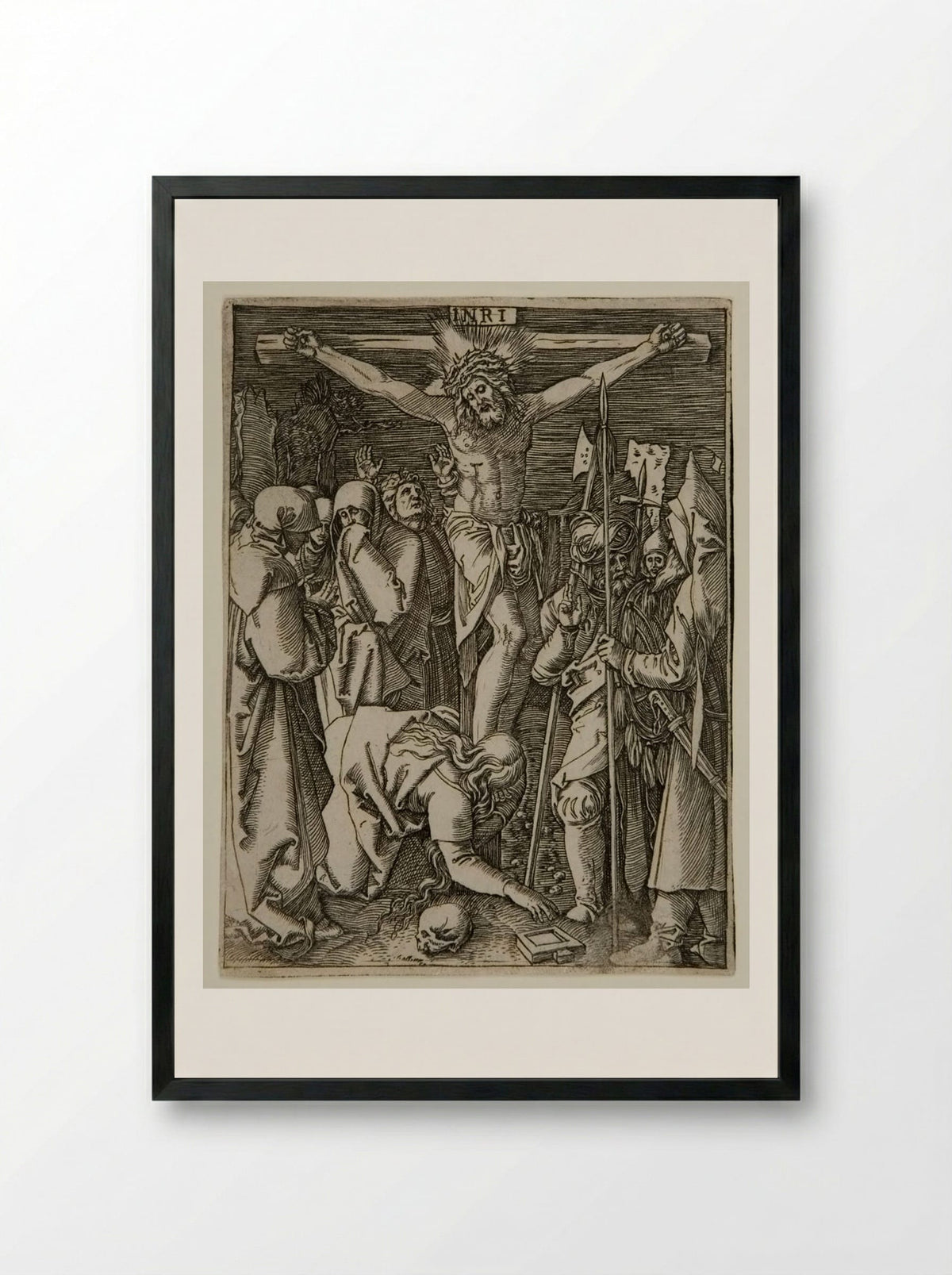 The Crucifixion - Marcantonio Raimondi - Framed Print Black