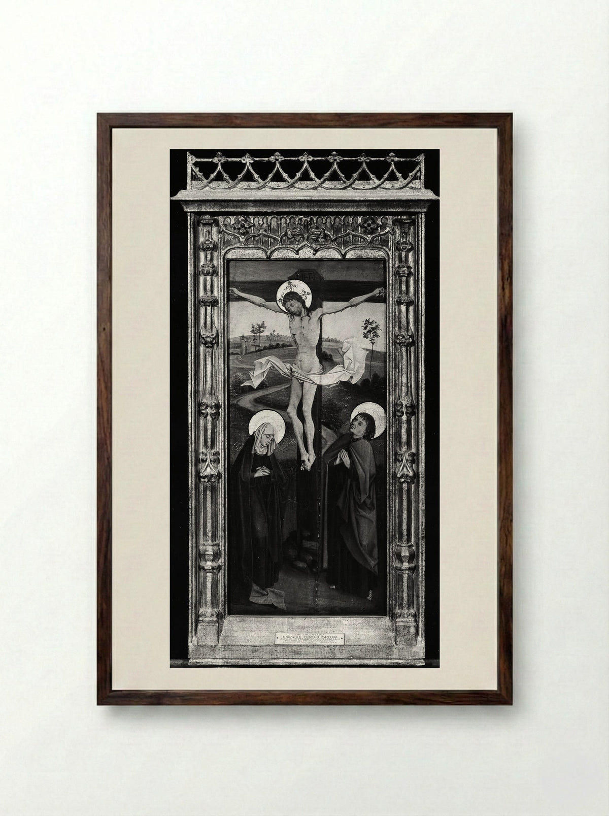The Crucifixion - Northern French Painter - Framed Print Dark Wood