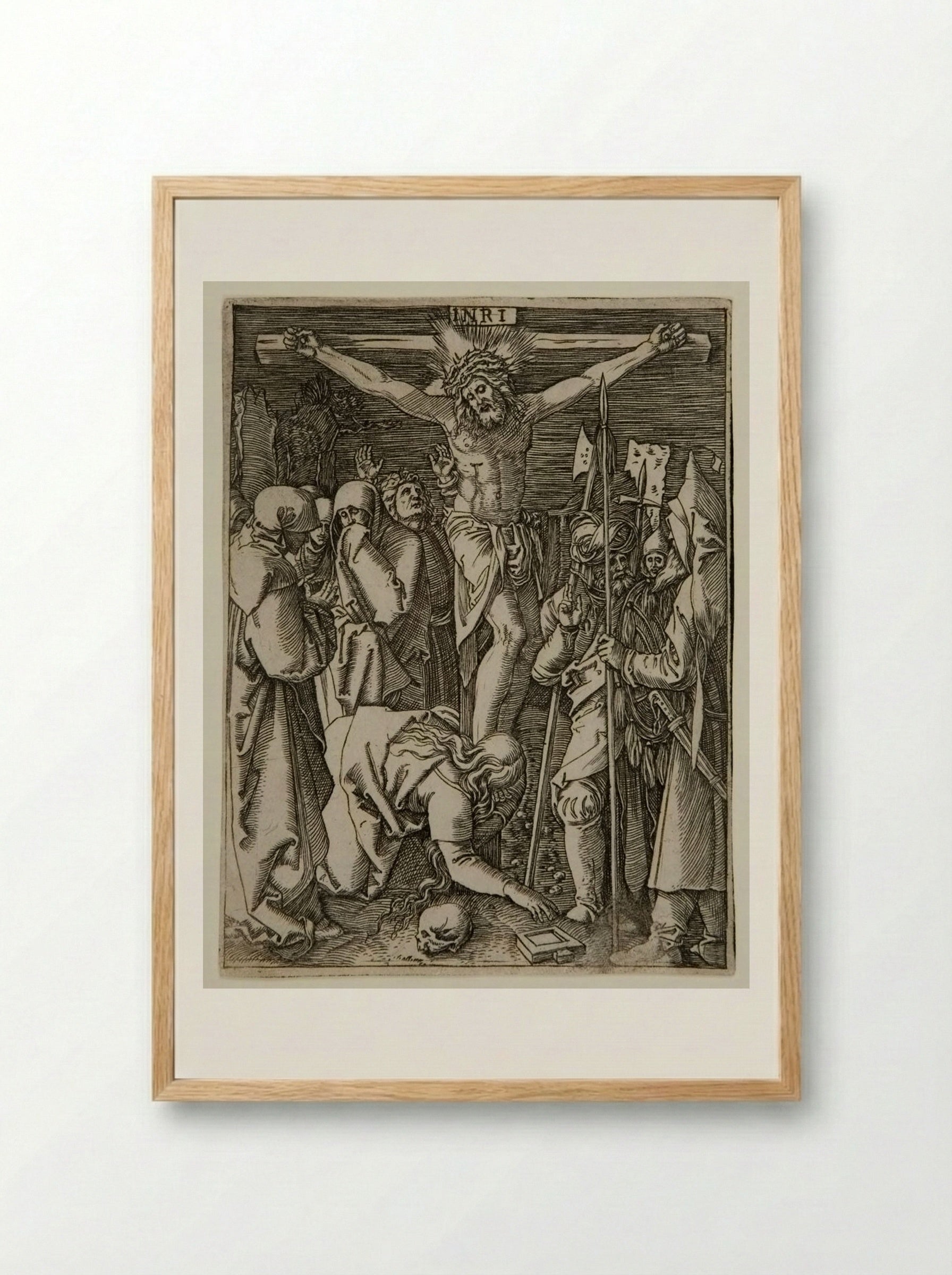 The Crucifixion - Marcantonio Raimondi - Framed Print Wood