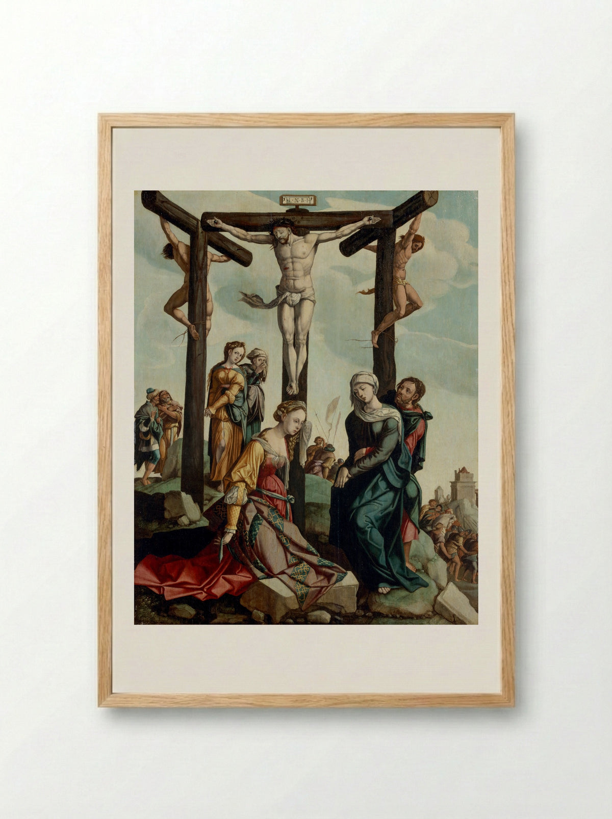 The Crucifixion - Jan van Scorel - Framed Print Wood