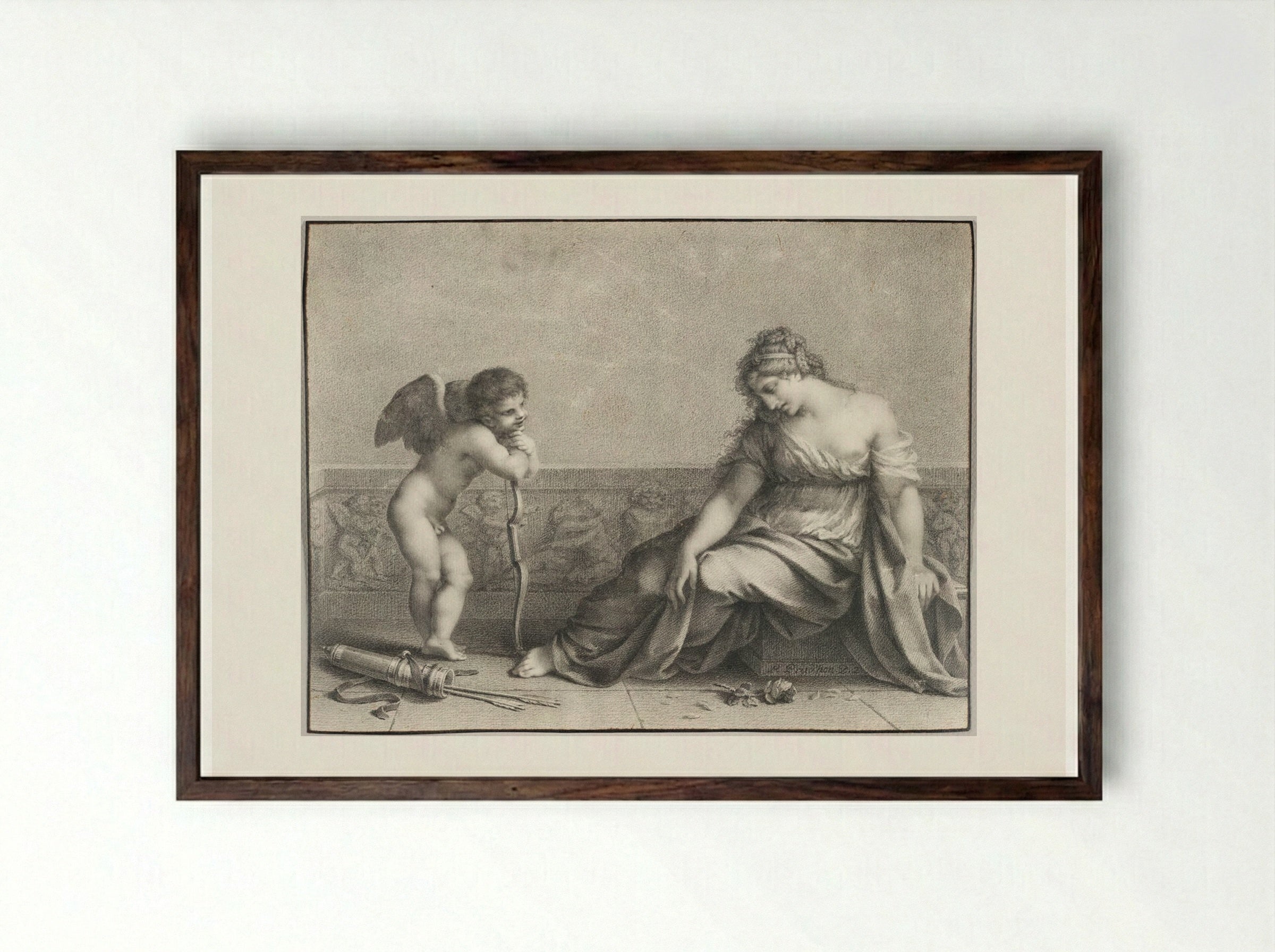The Cruel One Laughs at the Tears Which It Causes To Be Shed - Pierre-Paul Prud'hon - Framed Print Dark Wood