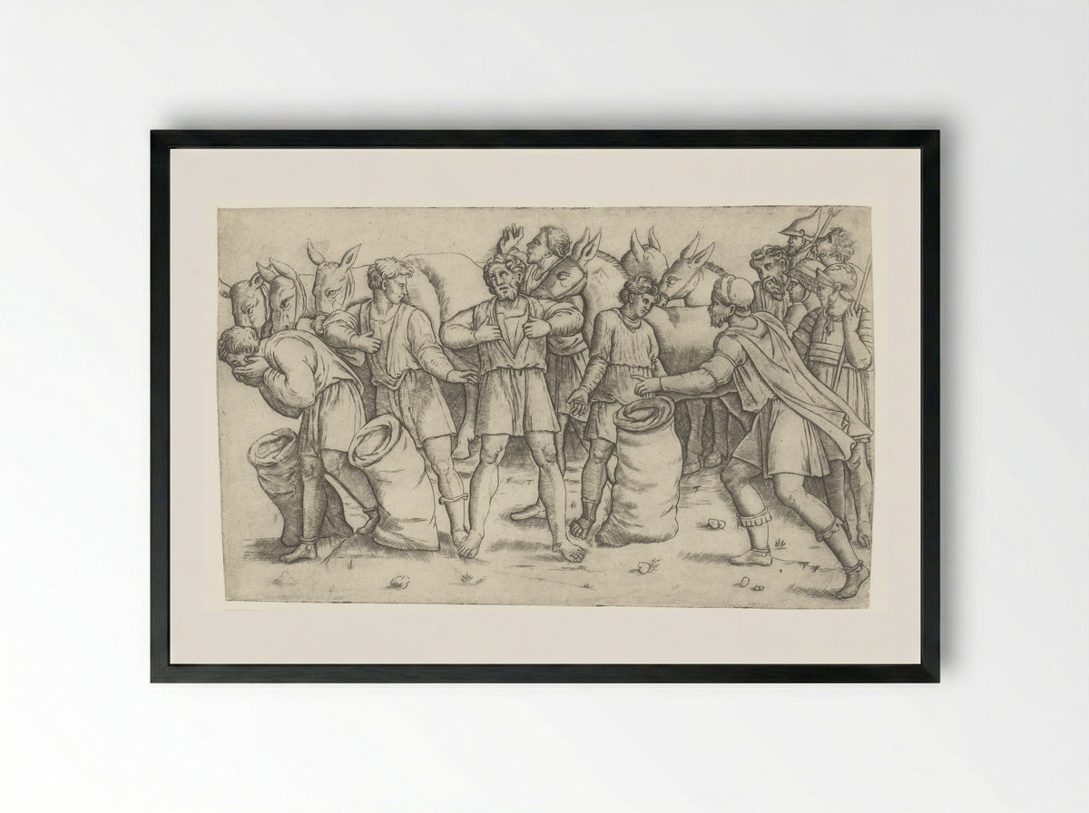 The Cup of Joseph Found in Benjamin's Sack - Giovanni Antonio da Brescia - Framed Print Black