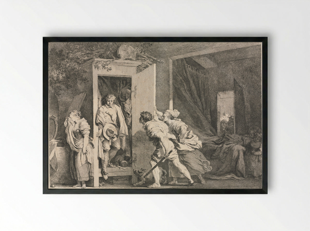 The Cupboard - Jean-Honoré Fragonard - Framed Print Black