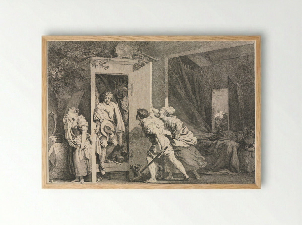 The Cupboard - Jean-Honoré Fragonard - Framed Print Wood