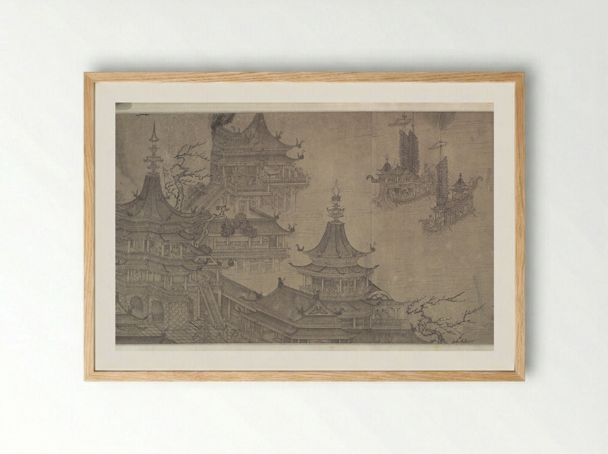 The Daming Palace - Wang Zhenpeng - Framed Print Wood