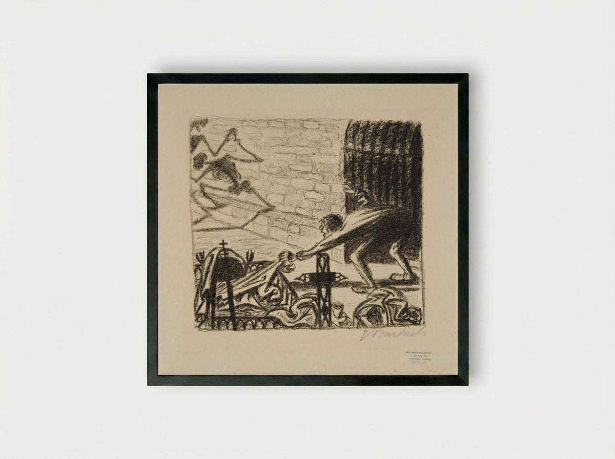 The Dance of the Dead 1: Dying Laughter - Ernst Barlach - Framed Print Black