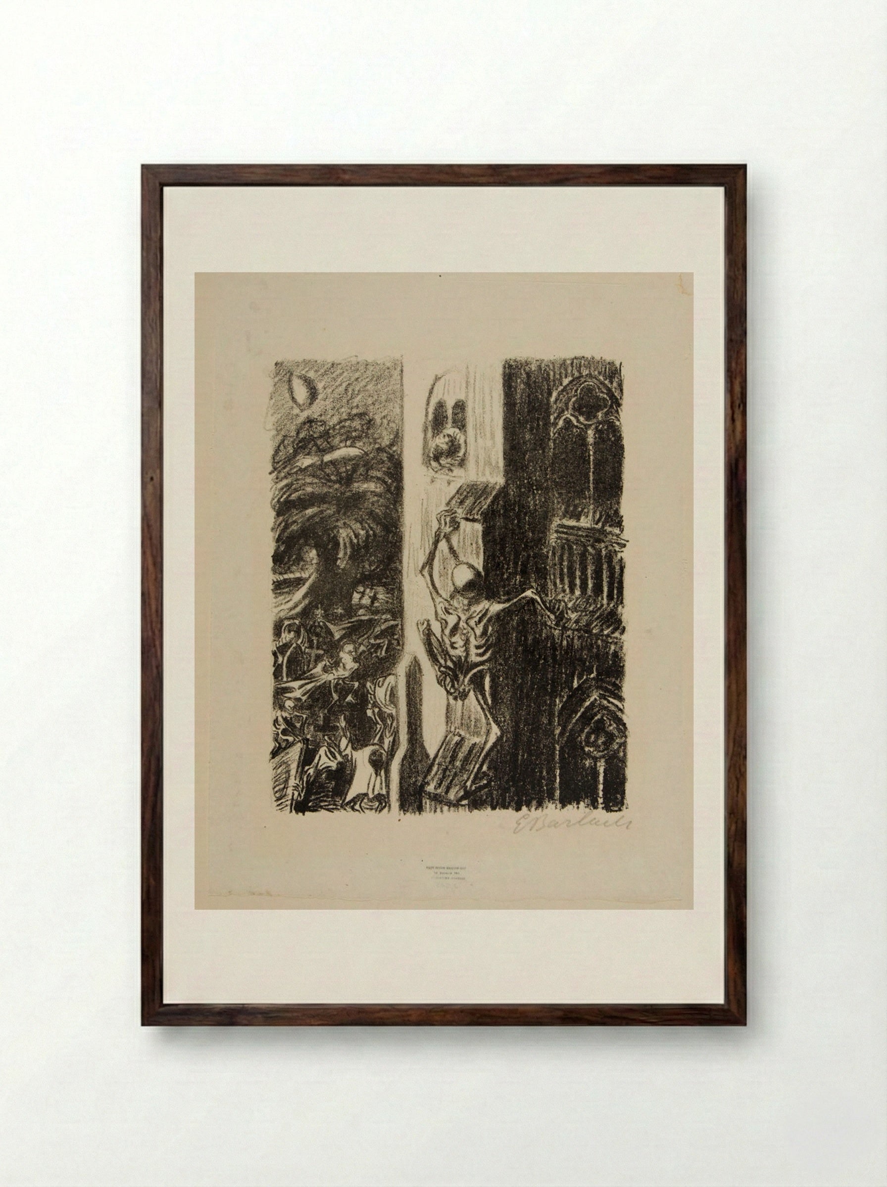 The Dance of the Dead 3: Deathly Pursuer - Ernst Barlach - Framed Print Dark Wood