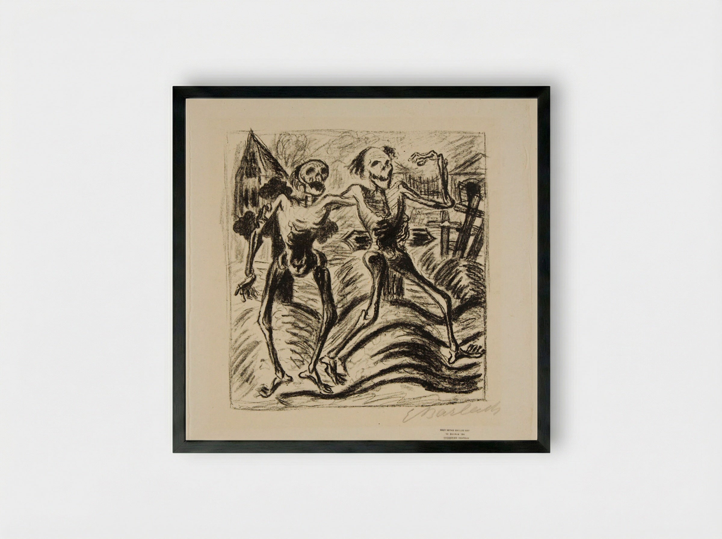 The Dance of the Dead 4: Two Walking Skeletons - Ernst Barlach - Framed Print Black