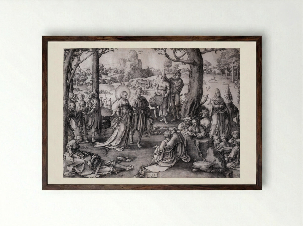 The Dance of the Magdalen - Lucas van Leyden - Framed Print Dark Wood