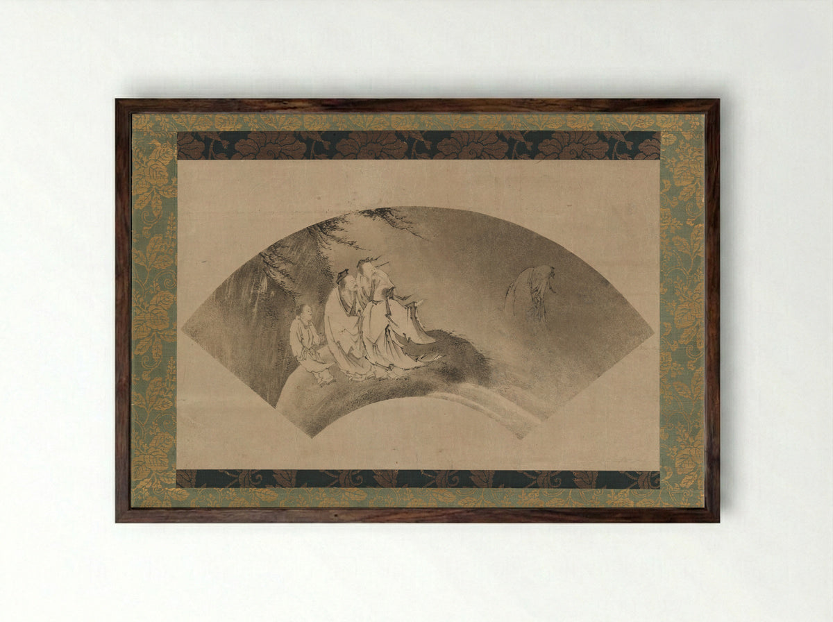 The Daoist Immortal Liezi Flying on a Cloud - Kano Yukinobu - Framed Print Dark Wood