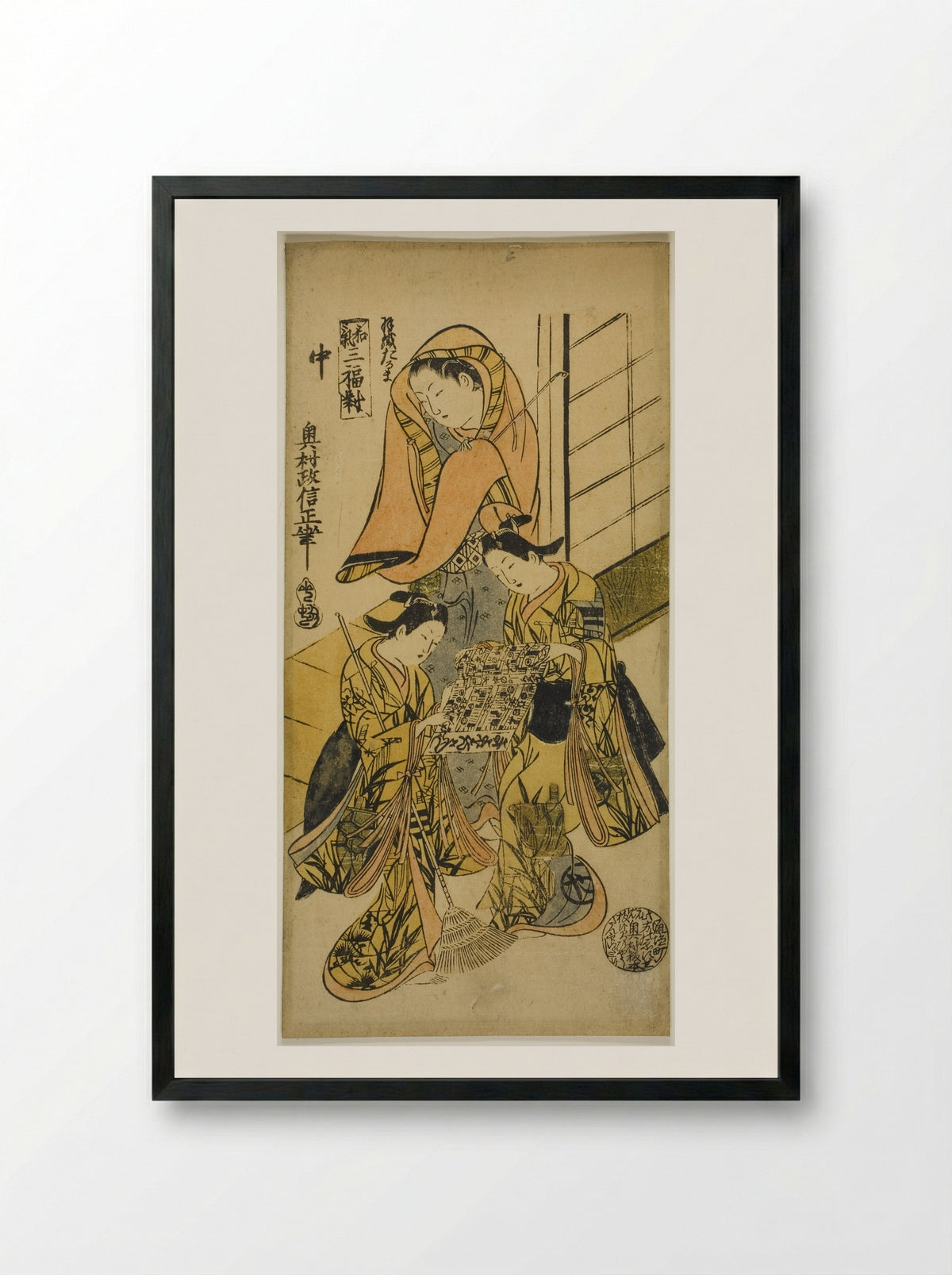 The Daruma Overcoat - Okumura Masanobu - Framed Print Black