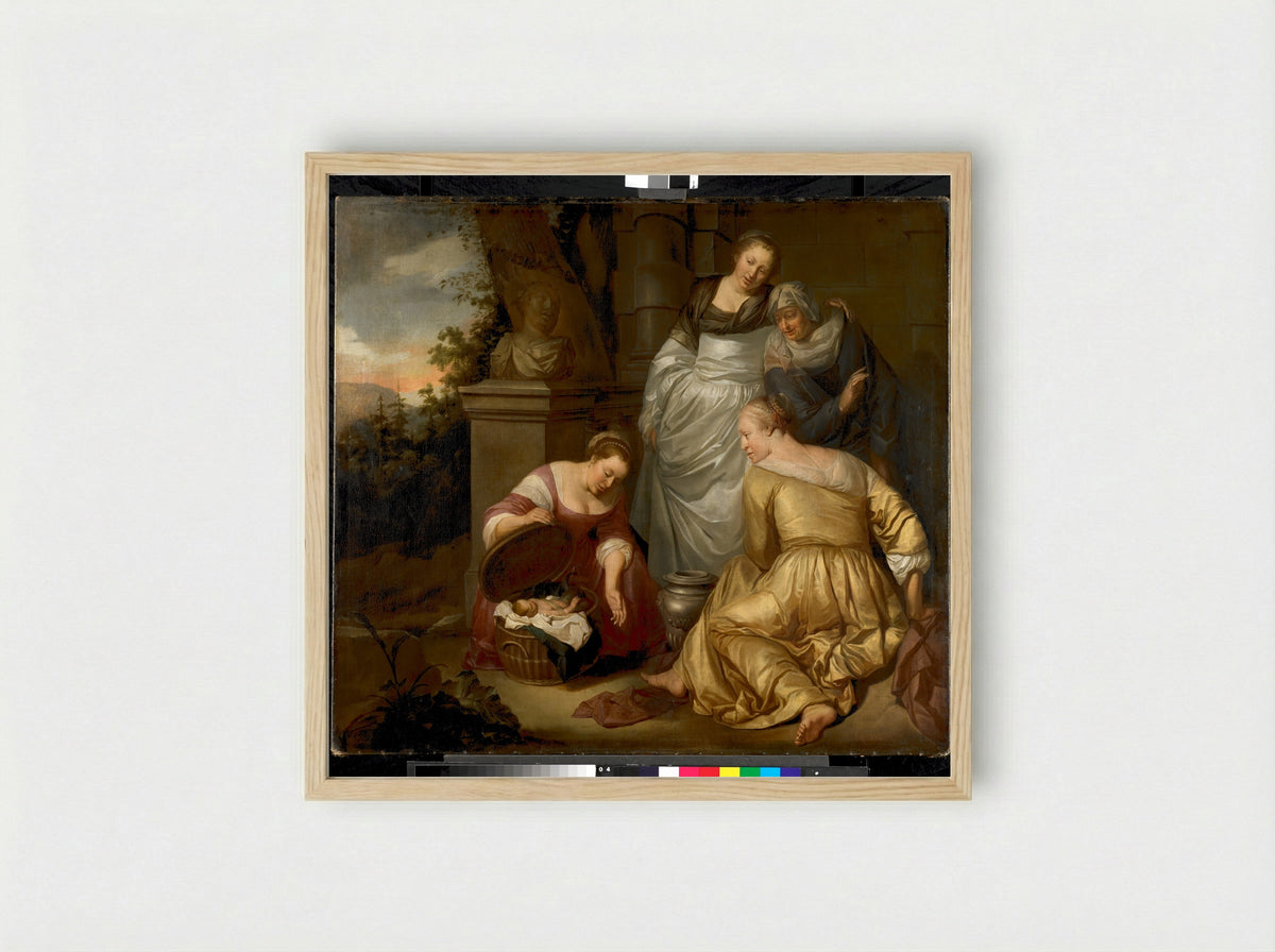 The Daughters of Cecrops Finding Erechthonius - Hendrick Heerschop - Framed Print Wood