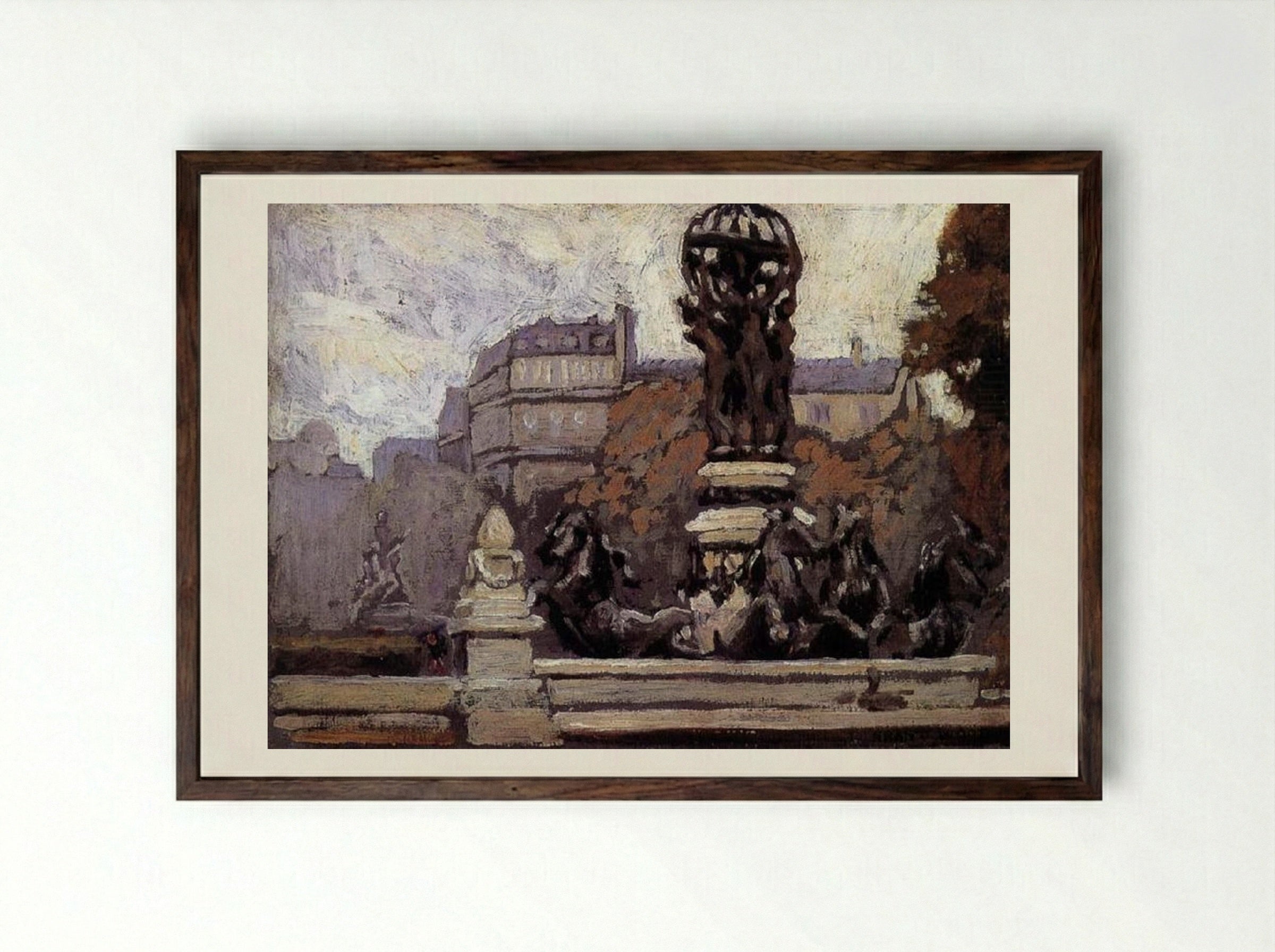 The Day Has Fog - Grant Wood - Framed Print Dark Wood