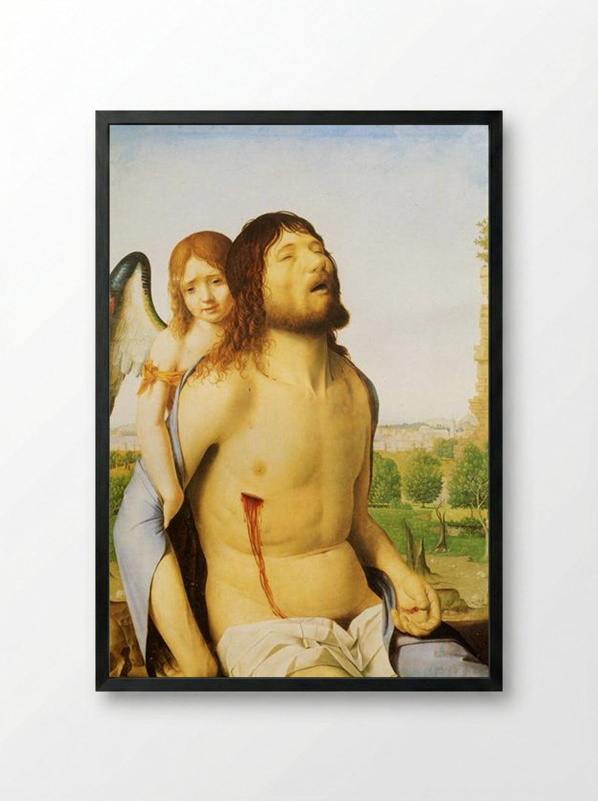 The Dead Christ Supported by an Angel - Antonello da Messina - Framed Print Black