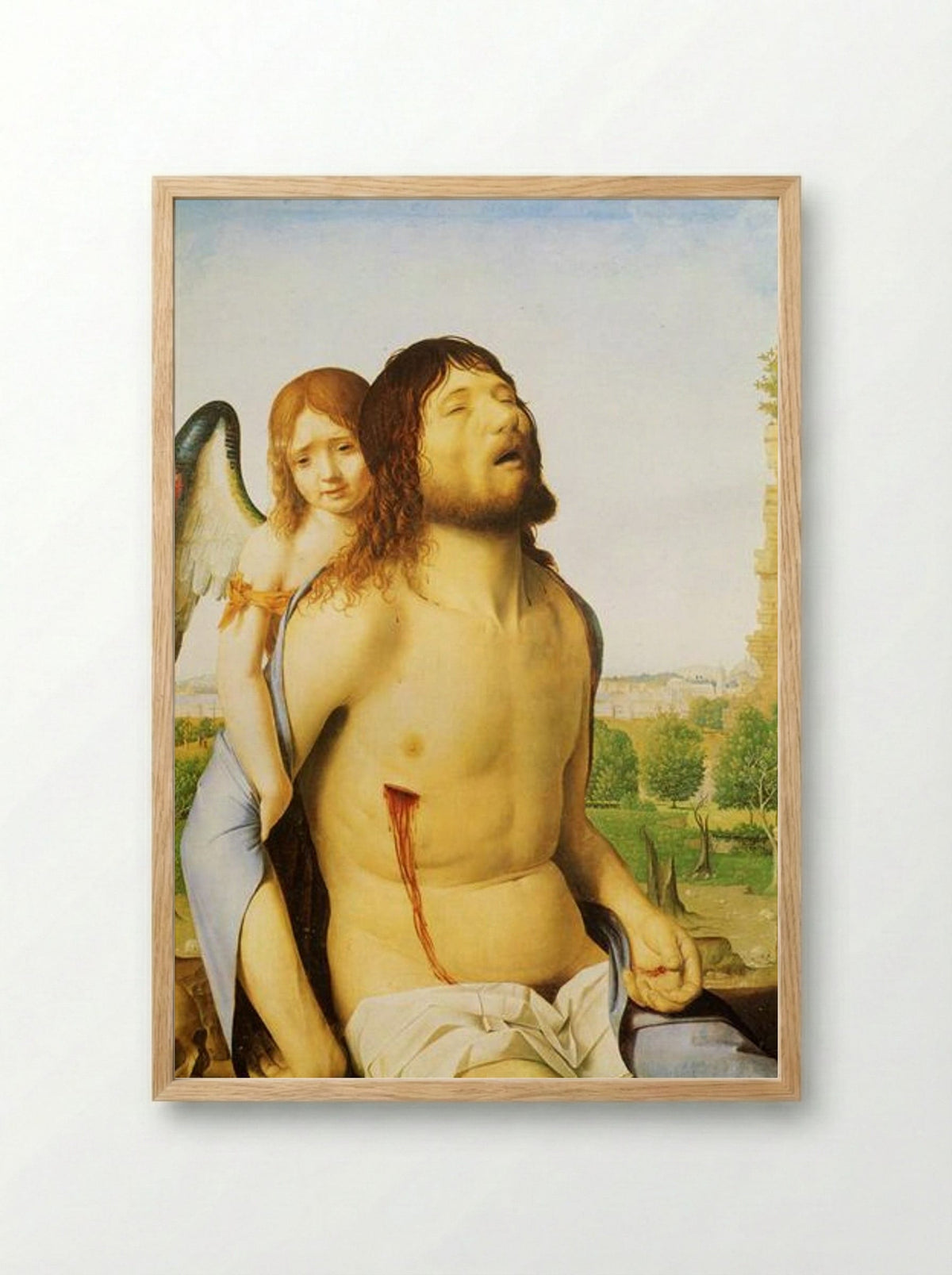 The Dead Christ Supported by an Angel - Antonello da Messina - Framed Print Wood