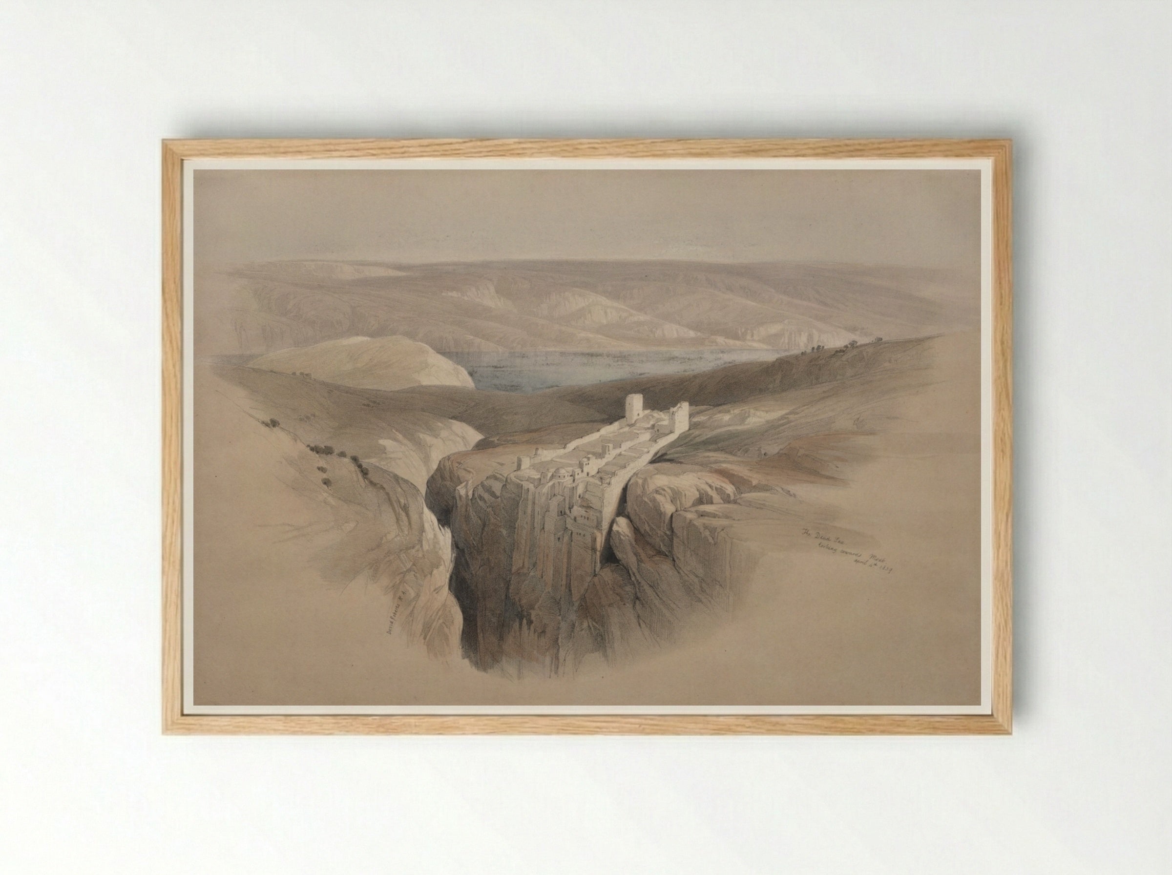 The Dead Sea Looking Towards Moab - David Roberts - Framed Print Wood