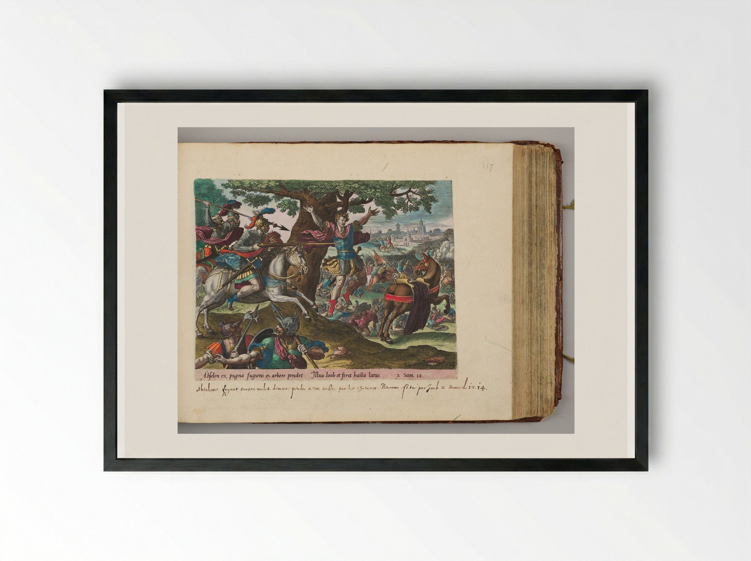 The Death of Absalom - Johannes Wierix - Framed Print Black
