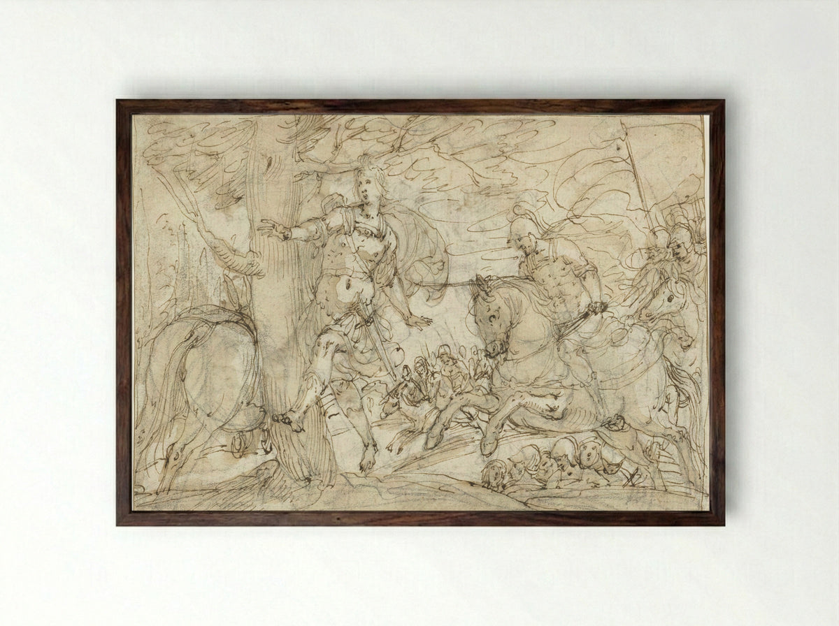 The Death of Absalom - Antonio Maria Viani - Framed Print Dark Wood