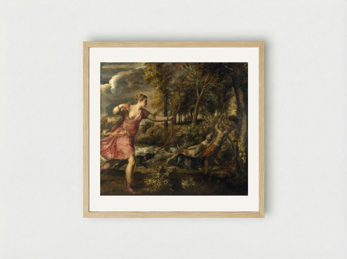 The Death of Actaeon - Titian - Framed Print Wood