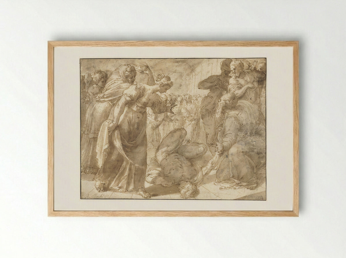 The Death of Ananias - Alessandro Turchi - Framed Print Wood