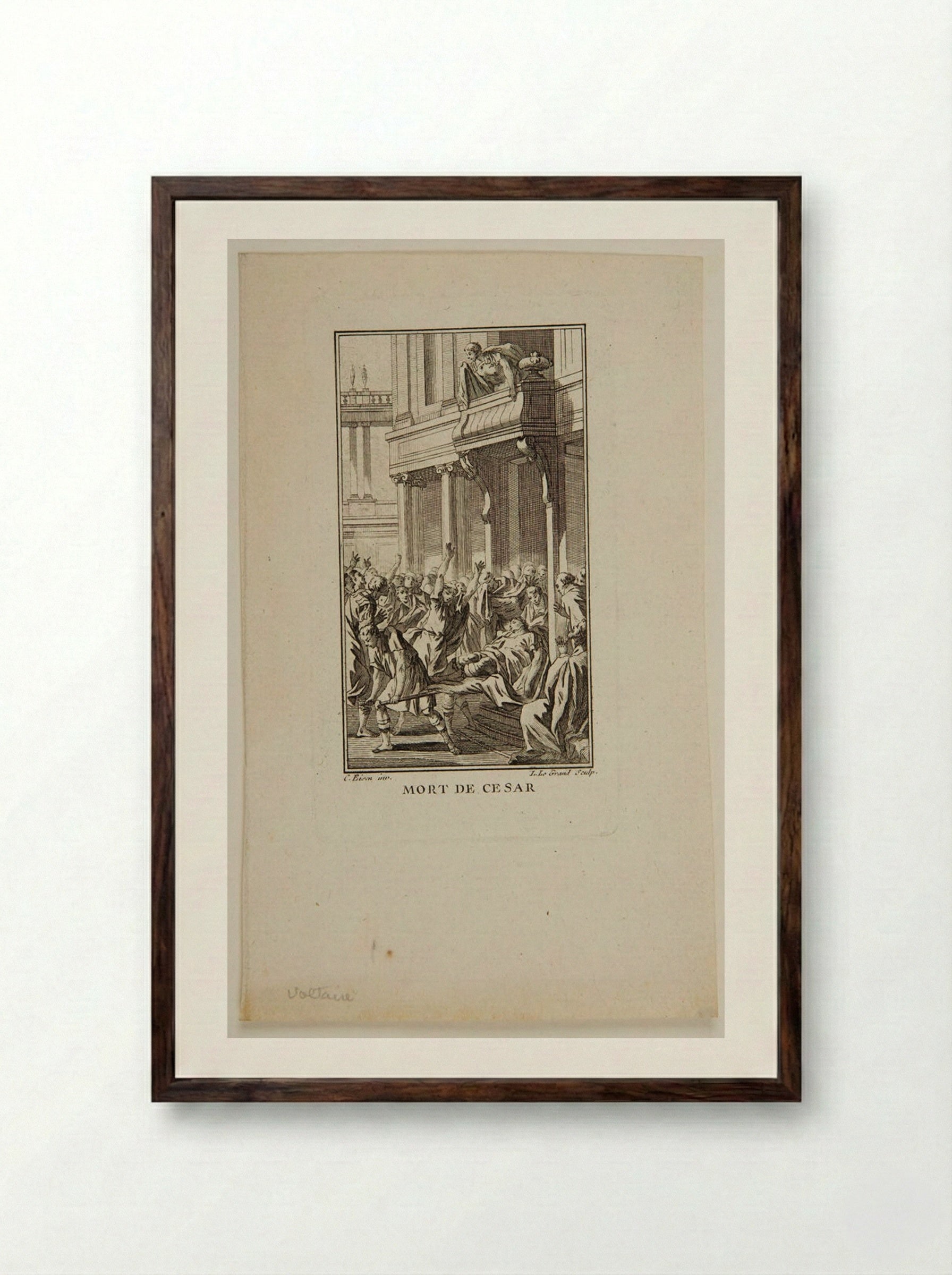 The Death of Caesar - Louis Legrand - Framed Print Dark Wood