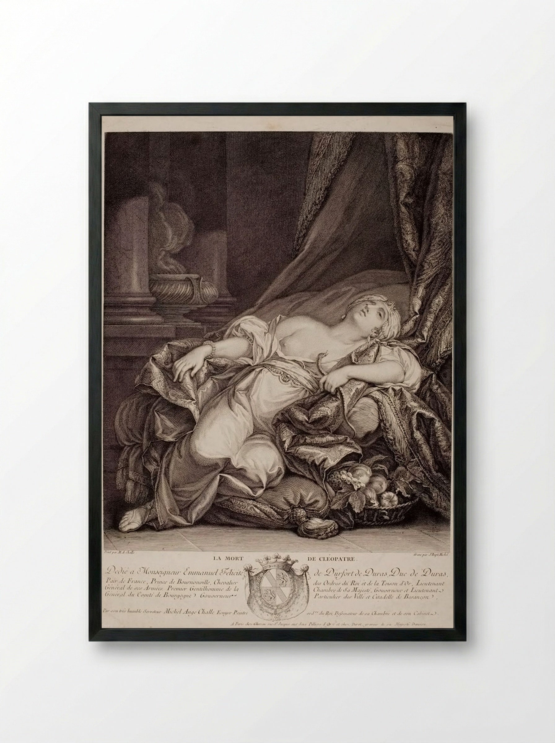The Death of Cleopatra - Jean Baptiste Michel - Framed Print Black