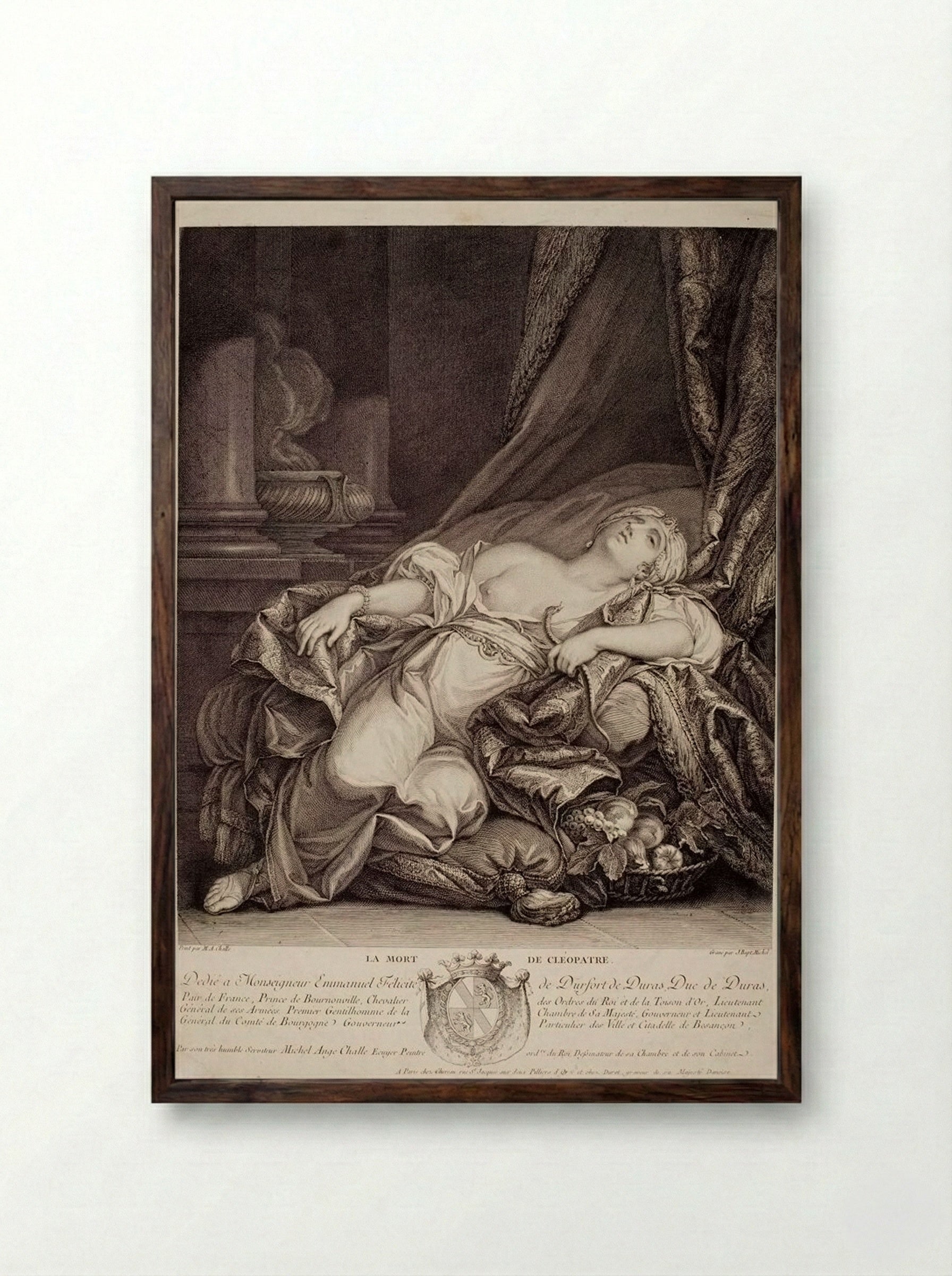 The Death of Cleopatra - Jean Baptiste Michel - Framed Print Dark Wood