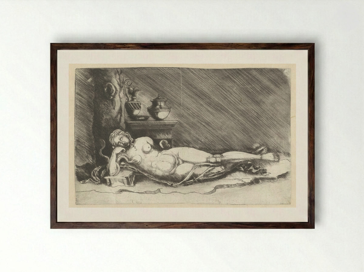 The Death of Cleopatra - Meester van 1515 - Framed Print Dark Wood