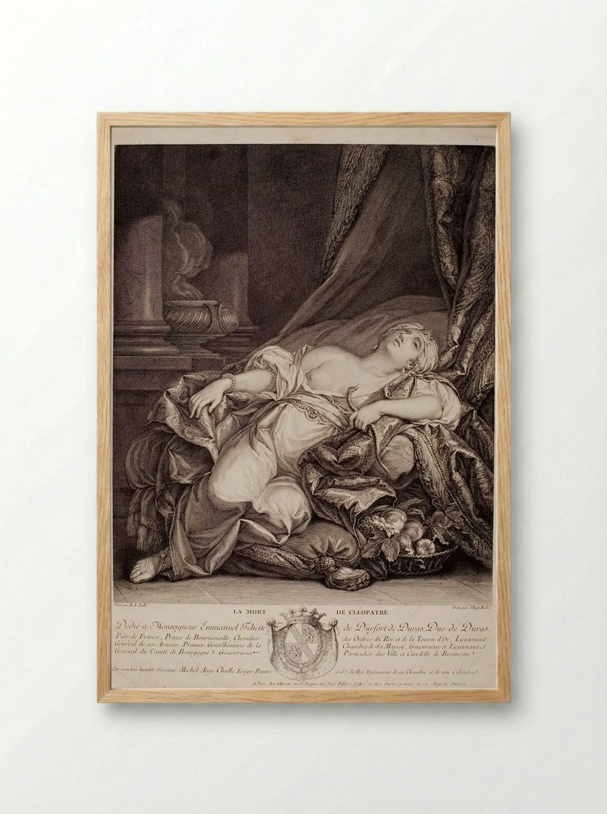 The Death of Cleopatra - Jean Baptiste Michel - Framed Print Wood