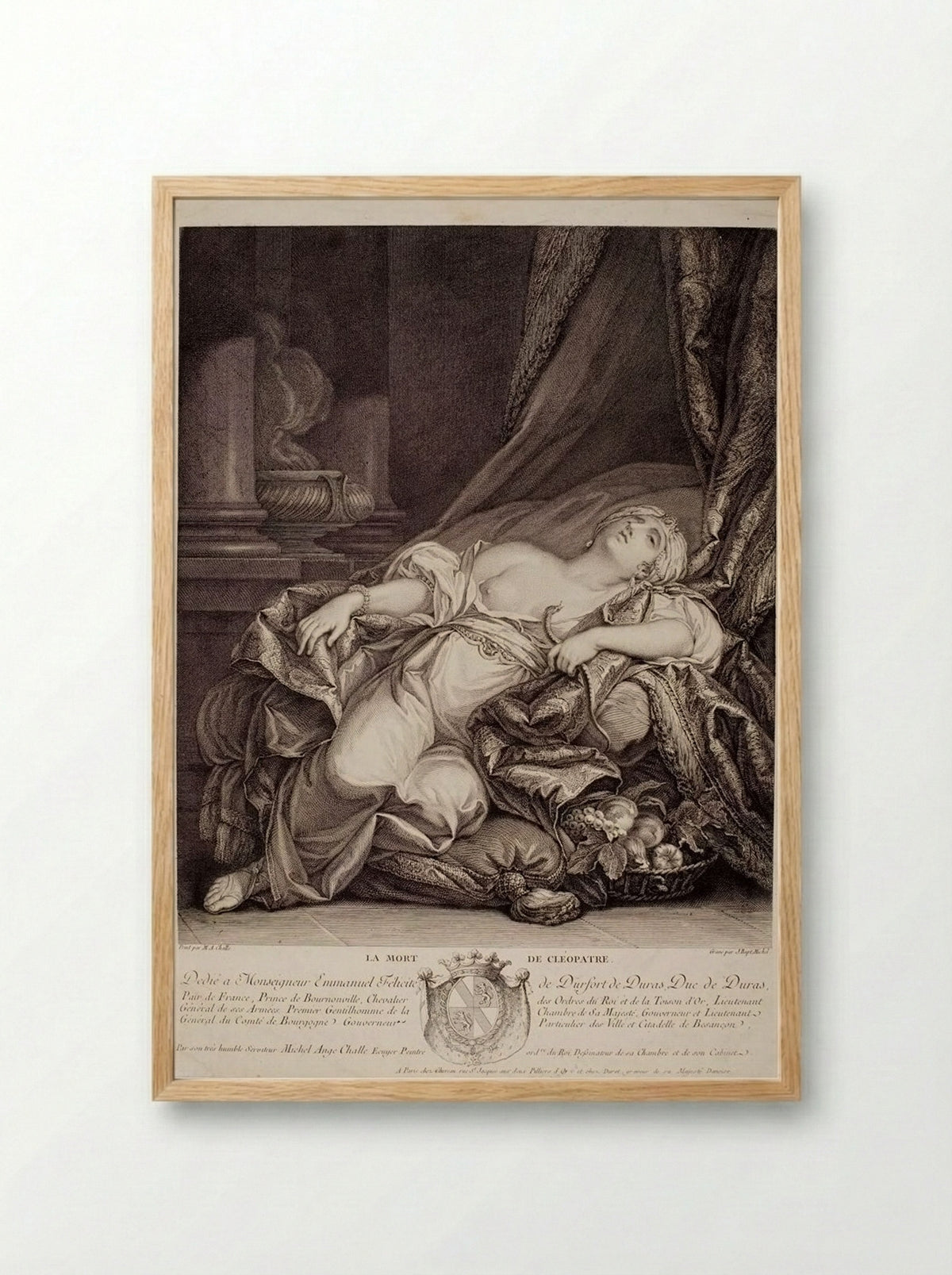The Death of Cleopatra - Jean Baptiste Michel - Framed Print Wood
