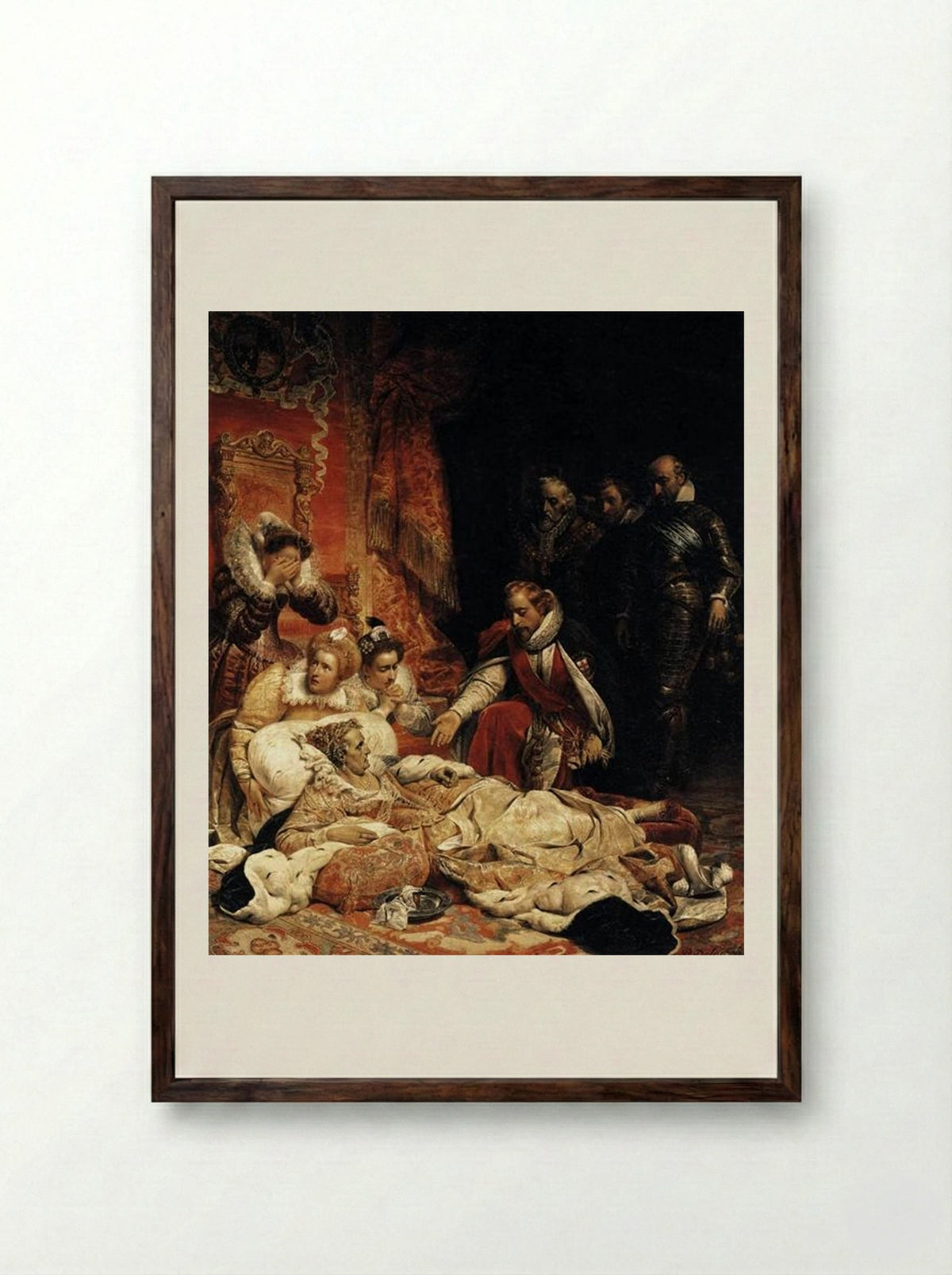 The Death of Elizabeth I, Queen of England - Paul Delaroche - Framed Print Dark Wood