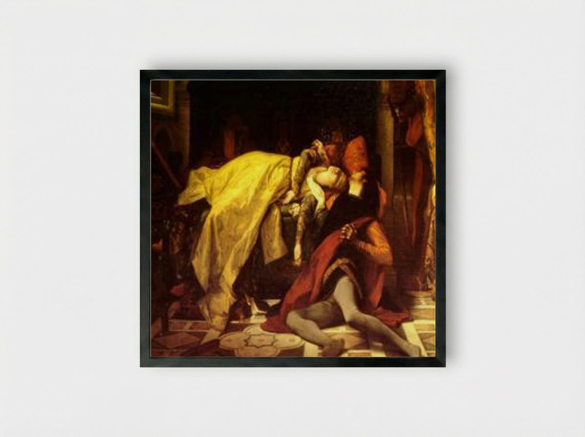 The Death of Francesca da Rimini and Paolo Malatesta - Alexandre Cabanel - Framed Print Black
