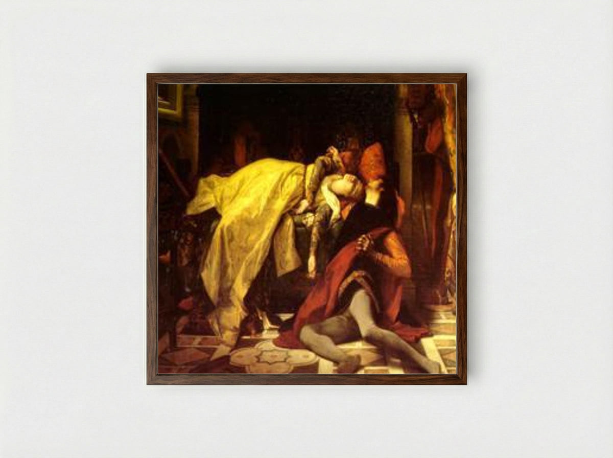 The Death of Francesca da Rimini and Paolo Malatesta - Alexandre Cabanel - Framed Print Dark Wood