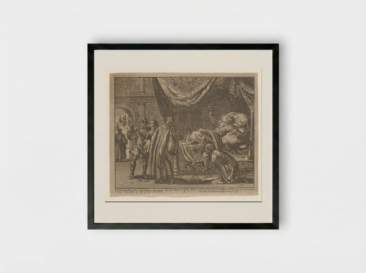 The Death of Huneric, King of the Vandals - Jan Luyken - Framed Print Black