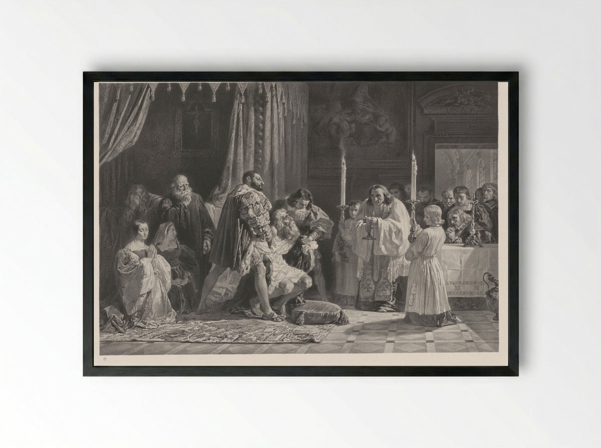 The Death of Leonardo da Vinci - Lemercier & Cie. - Framed Print Black