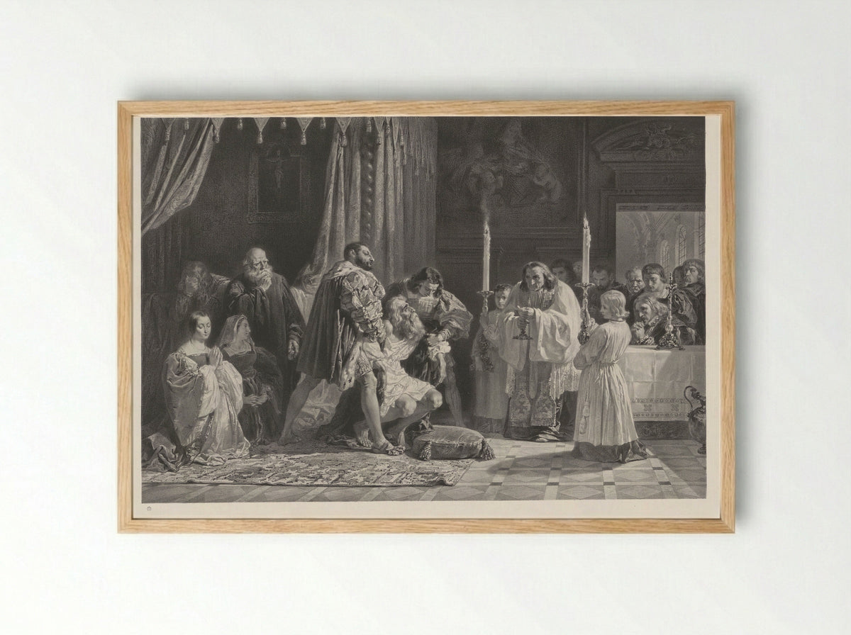 The Death of Leonardo da Vinci - Lemercier & Cie. - Framed Print Wood