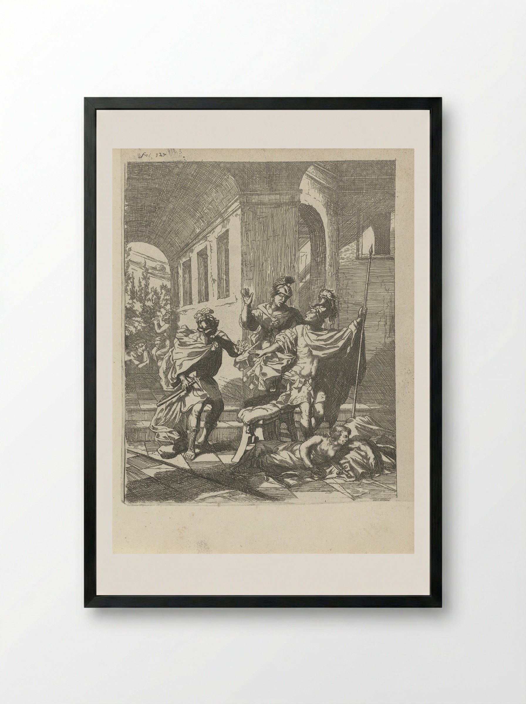 The Death of Lucretia - Arnold Houbraken - Framed Print Black