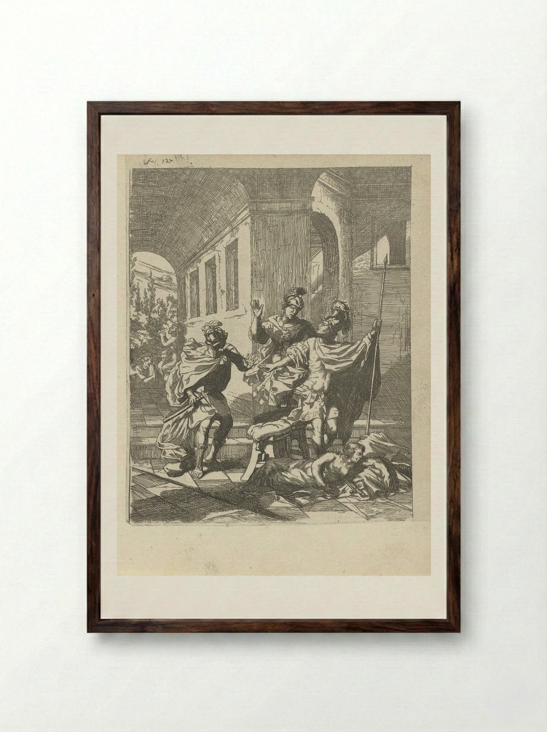 The Death of Lucretia - Arnold Houbraken - Framed Print Dark Wood