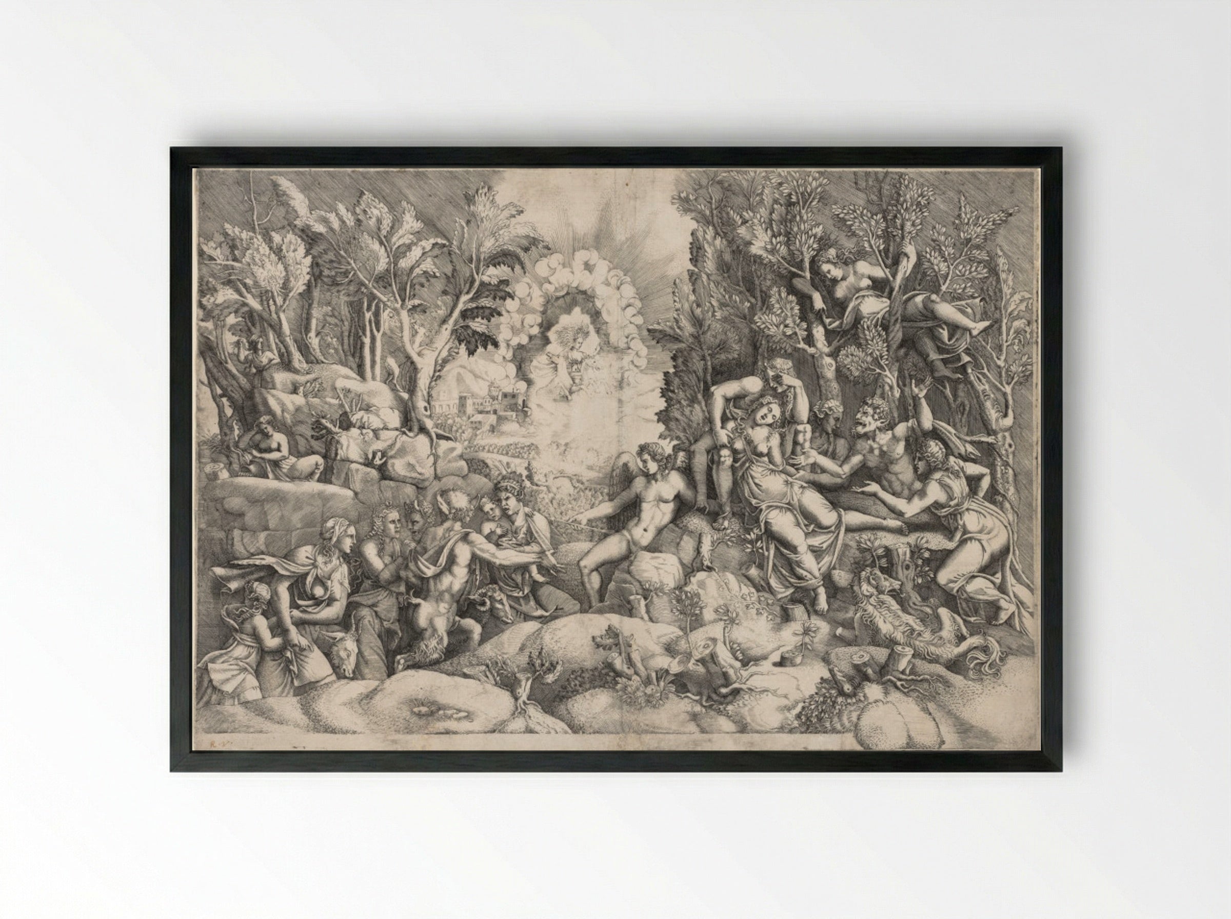 The Death of Procris - Giorgio Ghisi - Framed Print Black