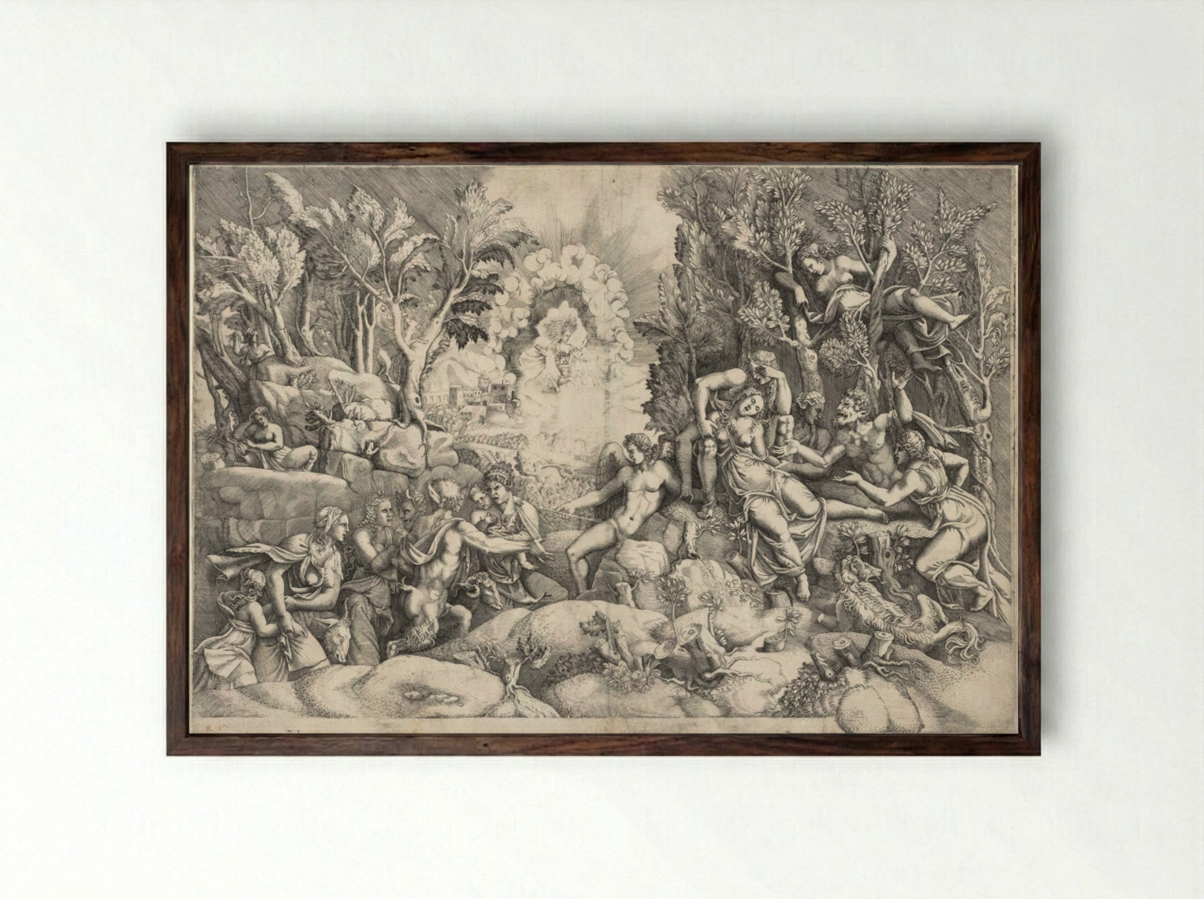 The Death of Procris - Giorgio Ghisi - Framed Print Dark Wood
