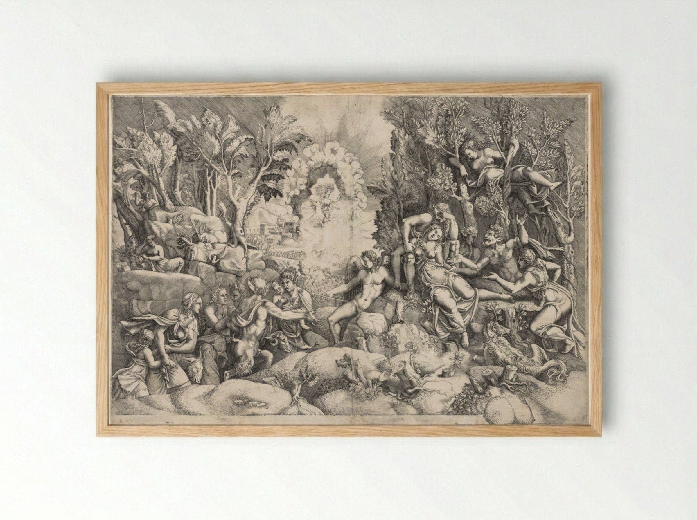 The Death of Procris - Giorgio Ghisi - Framed Print Wood