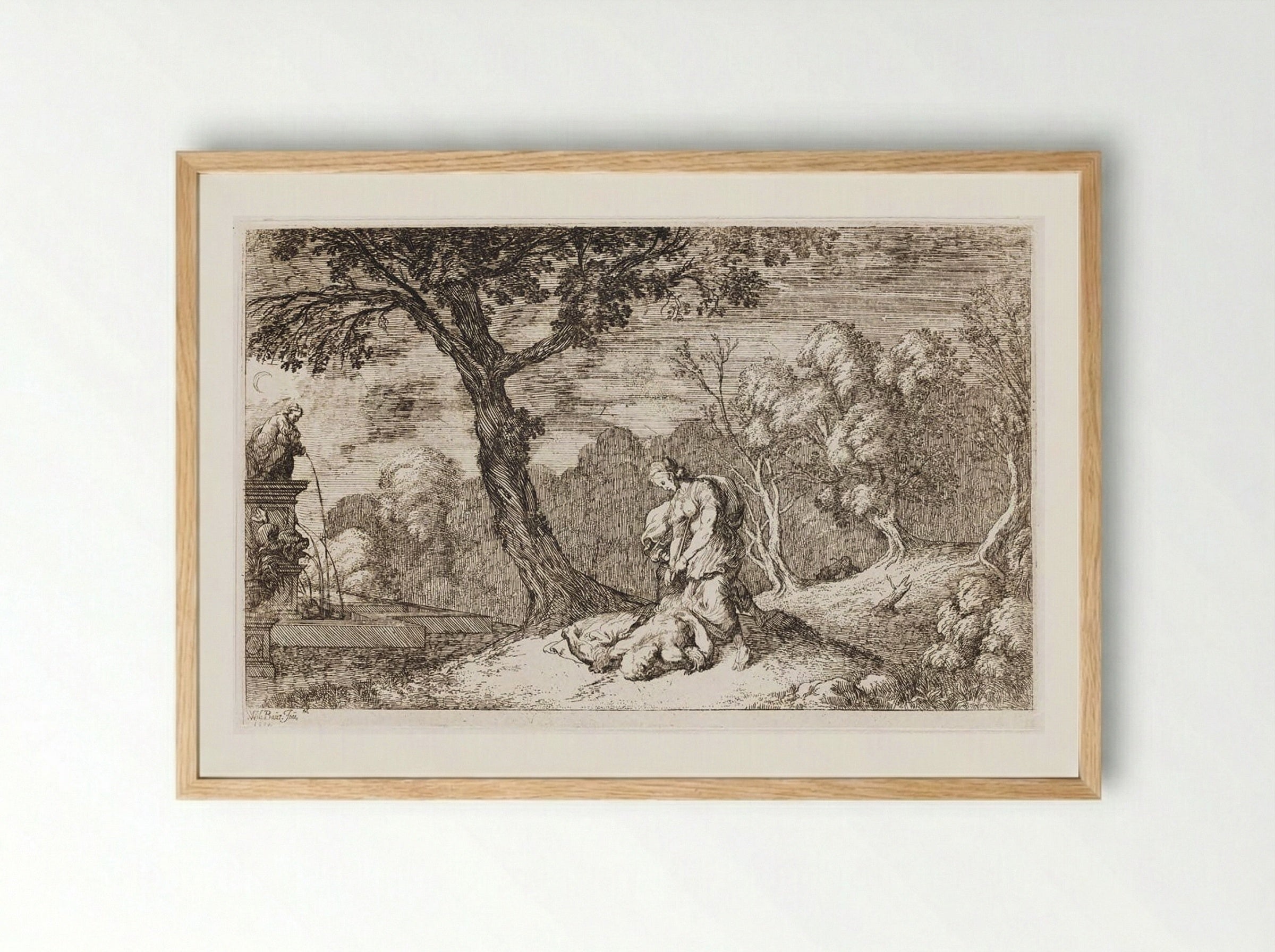 The Death of Pyramus and Thisbe - Johann Wilhelm Baur - Framed Print Wood