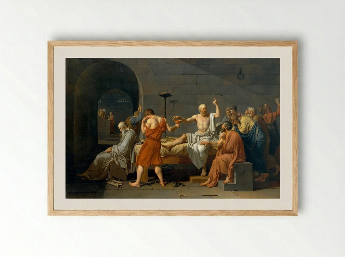 The Death of Socrates - Jacques-Louis David - Framed Print Wood