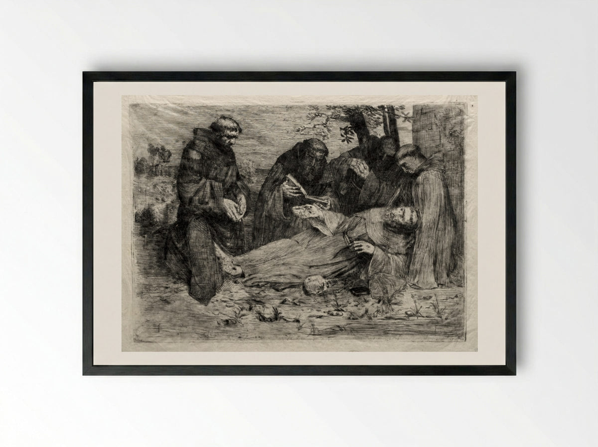 The Death of St. Francis - Alphonse Legros - Framed Print Black